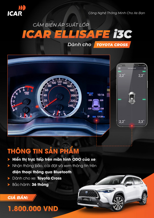 Cảm biến áp suất lốp i3c của icar việt nam